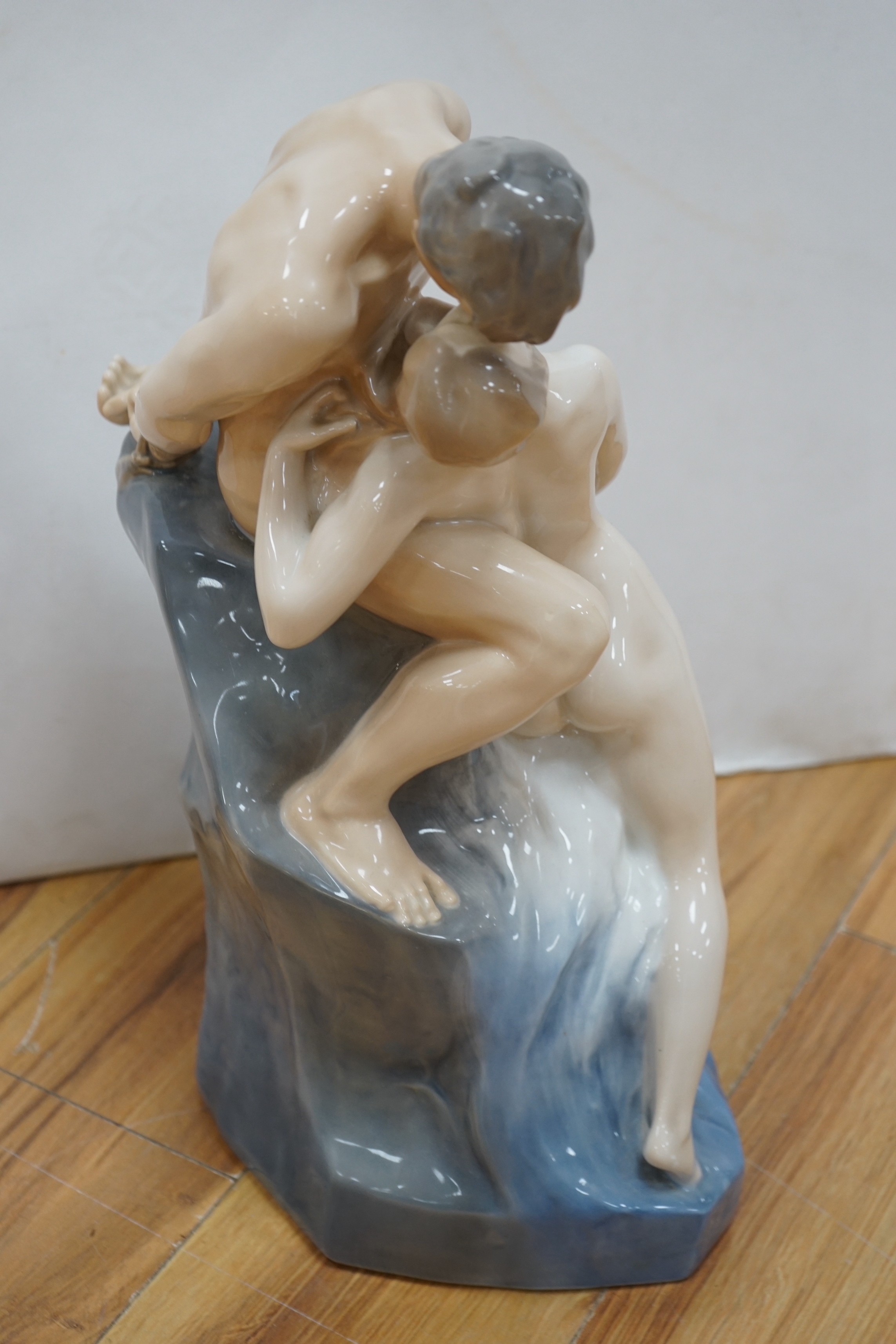 Theodor Lundberg for Royal Copenhagen 'Wave and Rock' sculpture, model no. 1132, 47cm